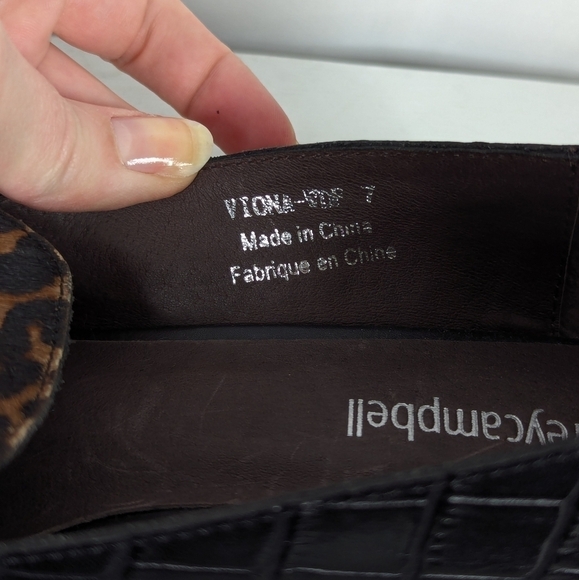 Jeffrey Campbell Viona Leopard Print Croc Wood Heel Pointed Loafers - Picture 5 of 8